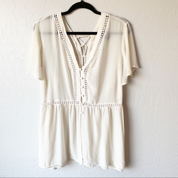 torrid Tops - Torrid Chiffon Lace Up Back Blouse -Size 3X